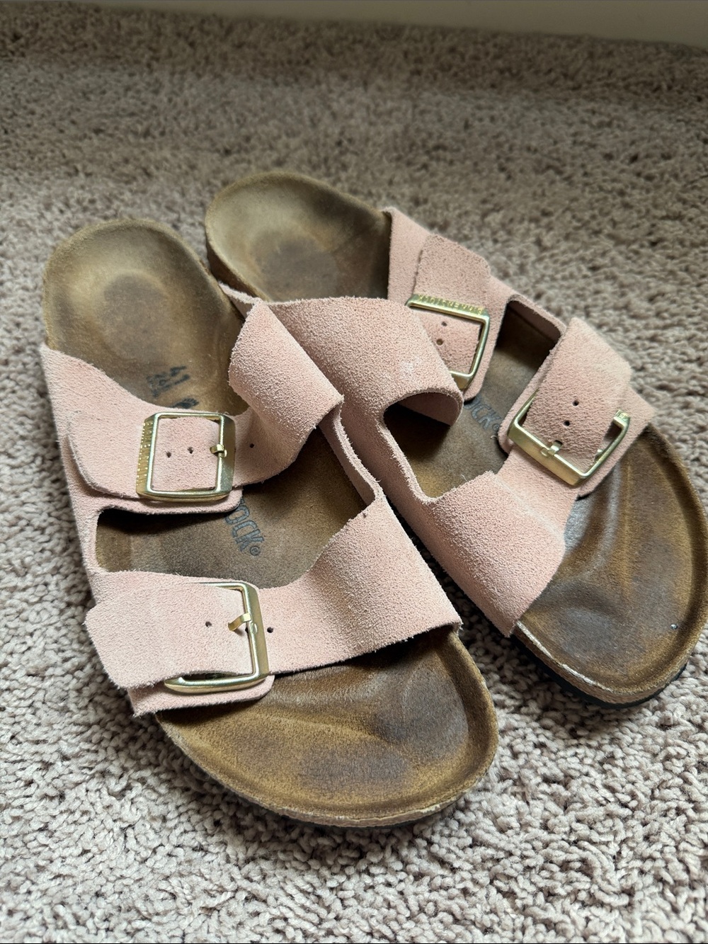 Birkenstock Arizona tan soft suede buckle sandals 41 / 10.  Gently worn